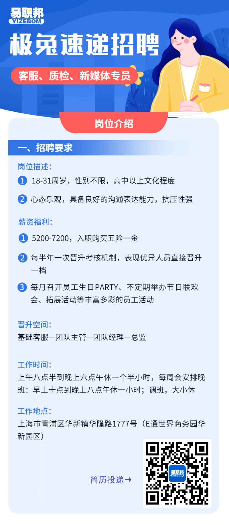 上海就业指导：新招岗位推荐