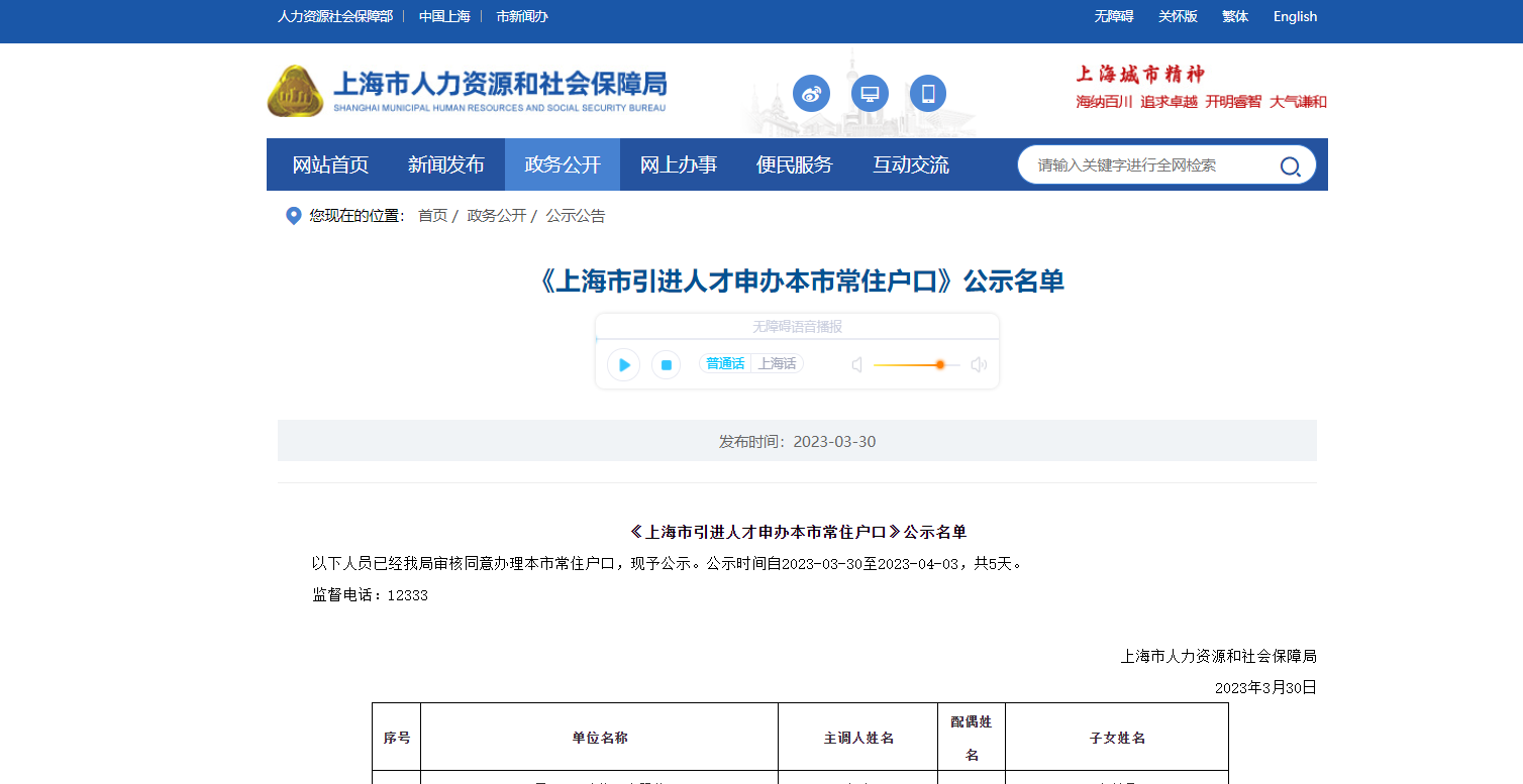 2023年3月第2批上海人才引进落户名单公示（共1679人）！满足条件即可提交落户申请！
