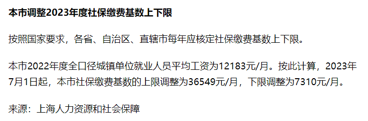 2023年上海最新社保基数具体是多少？