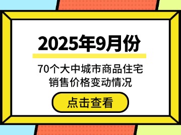 2025年9月份70个大中城市商品住宅销售价格变动情况